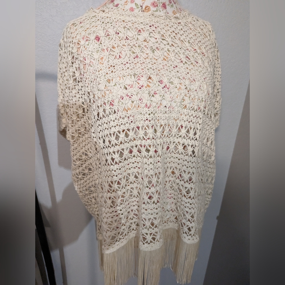 American Rag Boho Chic Poncho Coverup with Fringe